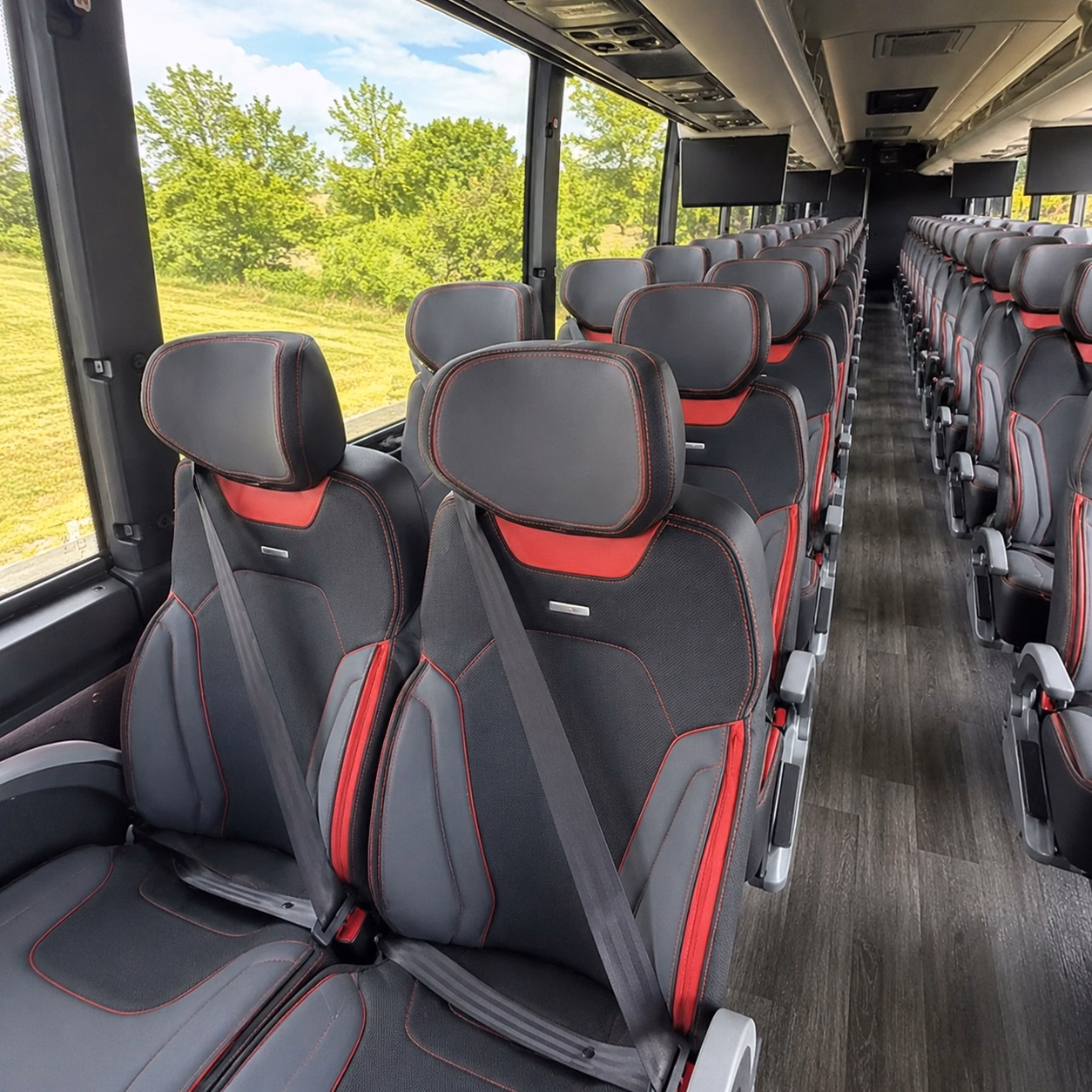 56 passenger charter bus inside